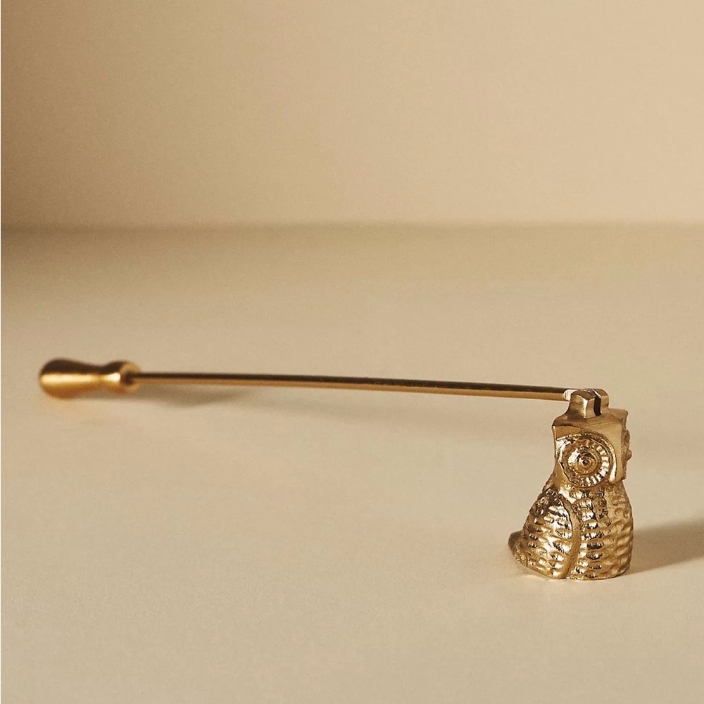 NEW Anthropologie Owl Candle Snuffer, Gold
